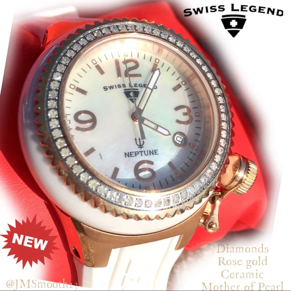 💎🆕Vintage Swiss Legend w/ 💎 60 Diamonds Mother of Pearl & Rosegold watch